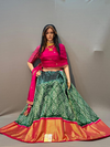 PSSIFSLG4O09SZCD08- Free Size Ikat Silk Lehenga