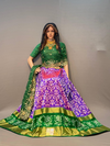 PSSIFSLG4O09SZCD09- Free Size Ikat Silk Lehenga