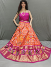 PSSIFSLG4V29SZCC39- Free Size Ikat Silk Lehenga