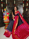 PRKSILWS4D13XSCD11- light weight Ikat silk saree