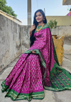 PRKSILWS4O05SICC09- light weight Ikat silk saree