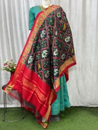 PASKISDP5M03ESCD02- Ikat silk dupatta