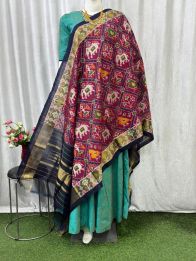 PASKISDP5M03ESCD05- Ikat silk dupatta