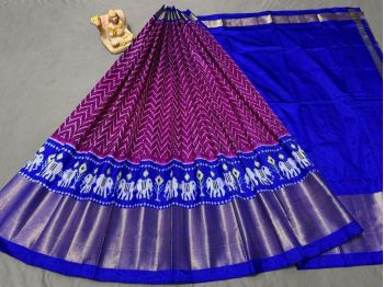 PSRGFSLG5F20SZCC03- Free Size Ikat Silk Lehenga