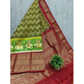 PSHLKBRS5F22EBDC12- Kanchi border Ikat silk saree