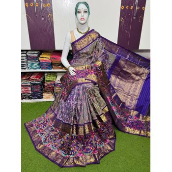 PSRGKBRS5F22FSDC21- Kanchi border Ikat silk saree