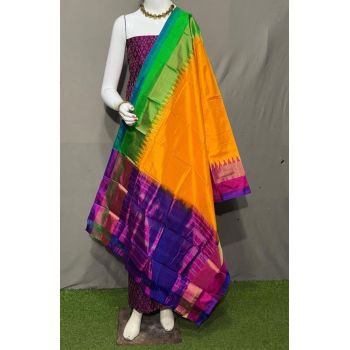 PSRGSDST5F21FFCD06- Ikat Silk dupatta with Ikat sico top