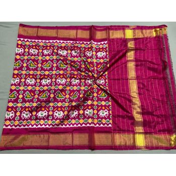 PSSIISDP5F223ECCD55- Ikat silk dupatta