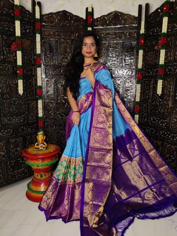 PSTHKBRS5F13FSCD12- Kanchi border Ikat silk saree