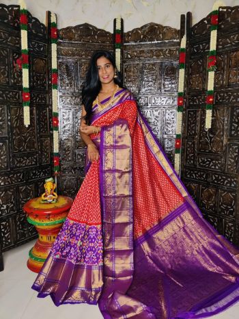 PSTHKBRS5F13FSCD15- Kanchi border Ikat silk saree