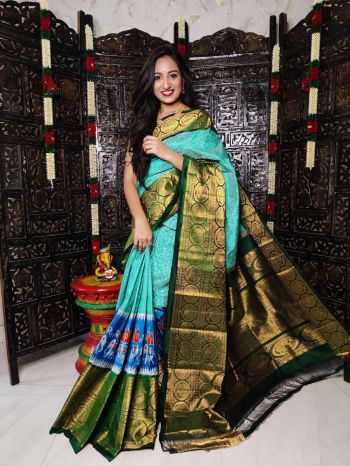 PSTHKBRS5F13FSCD17- Kanchi border Ikat silk saree