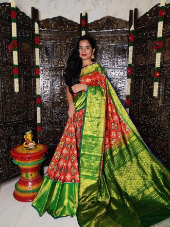 PSTHKBRS5F13FSCD21- Kanchi border Ikat silk saree