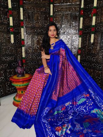 PALUIDSS5F16BSCD42- Ikat silk saree