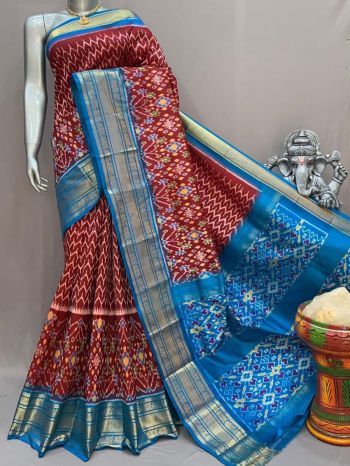 PSNTKBIP5F15CSDD03- Kanchi border Ikat silk saree