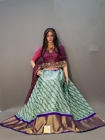 PSSIFSLG5F17SZDC04- Free Size Ikat Silk Lehenga