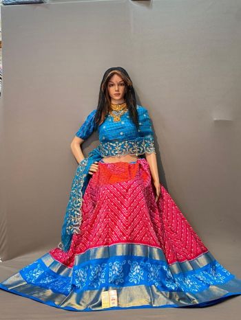 PSSIFSLG5F17SZDC09- Free Size Ikat Silk Lehenga