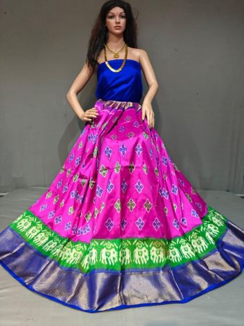 PGMRFSLG5F18SZCD11- Free Size Ikat Silk Lehenga