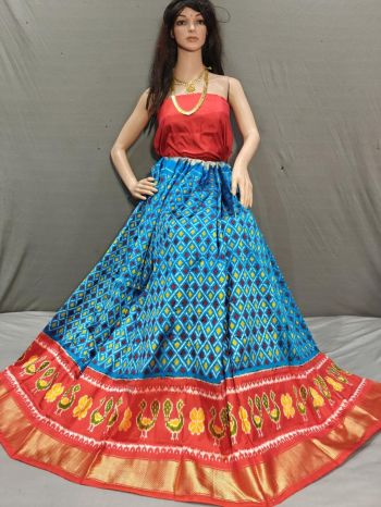 PGMRFSLG5F18SZCD13- Free Size Ikat Silk Lehenga