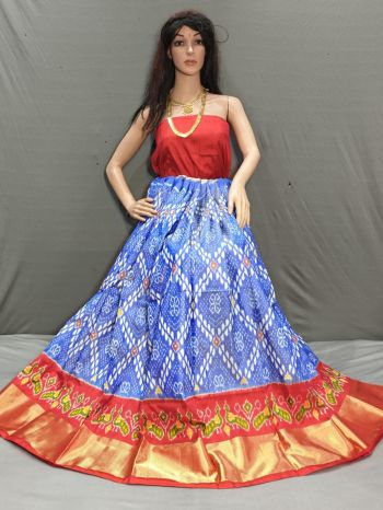 PGMRFSLG5F18SZCD23- Free Size Ikat Silk Lehenga