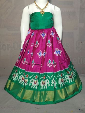 PGMRZSLG5F18IBDC34- Zero Size Ikat Silk Lehenga