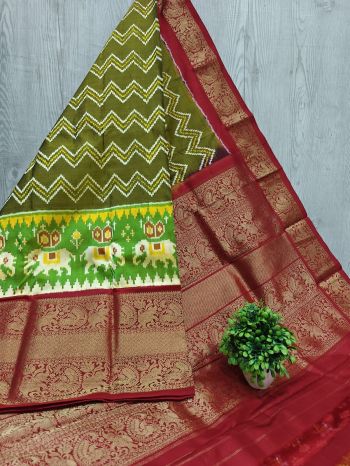 PSHLKBRS5F22EBDC12- Kanchi border Ikat silk saree