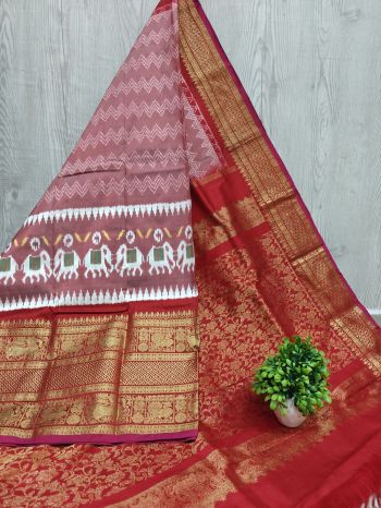 PSHLKBRS5F22EBDC14- Kanchi border Ikat silk saree