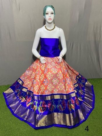 PSRGFSLG5F20SZCC15- Free Size Ikat Silk Lehenga