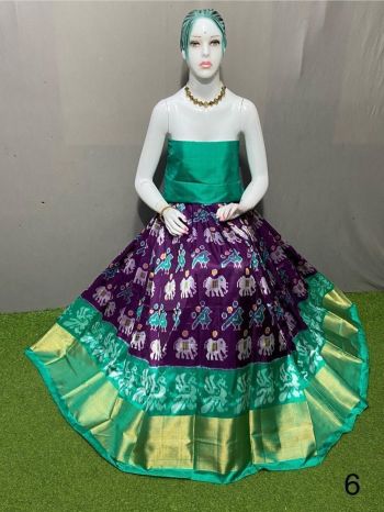 PSRGFSLG5F20SZCC23- Free Size Ikat Silk Lehenga