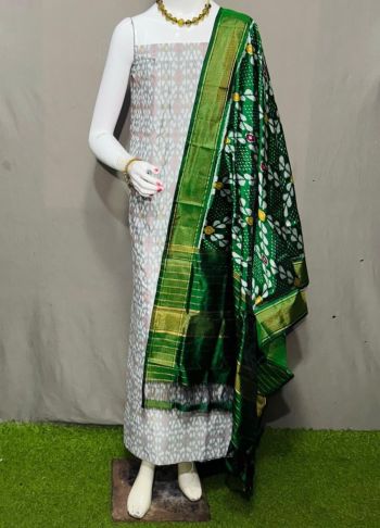 PSRGSDST5F21FFCD31- Ikat Silk dupatta with Ikat sico top