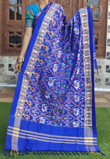 PGMRISDP5F15EDCD10- Ikat silk dupatta