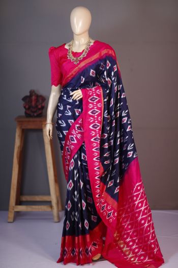 PGMRILWS5F14XEDC17- light weight Ikat silk saree