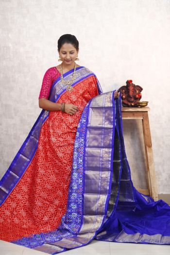 PSTHKBRS5F13FSCD13- Kanchi border Ikat silk saree