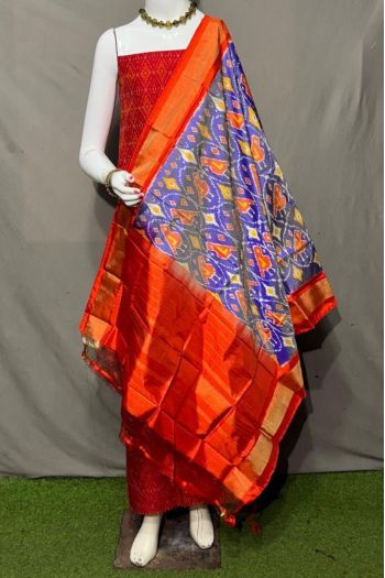 PSRGSDST5F21FFCD30- Ikat Silk dupatta with Ikat sico top