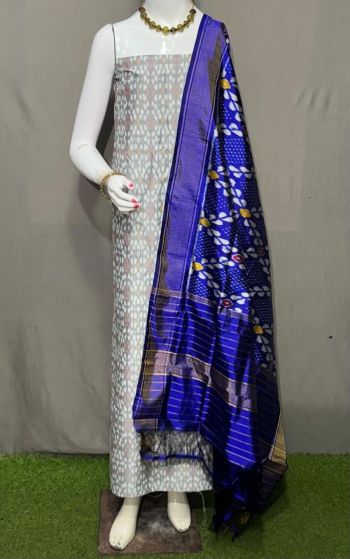 PSRGSDST5F21FFCD55- Ikat Silk dupatta with Ikat sico top