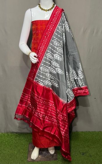 PSRGSDST5F21FFCD54- Ikat Silk dupatta with Ikat sico top