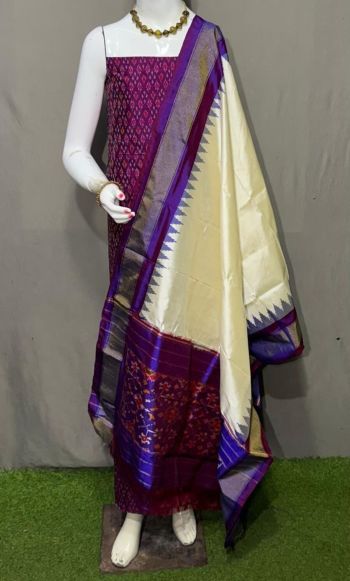 PSRGSDST5F21FFCD43- Ikat Silk dupatta with Ikat sico top