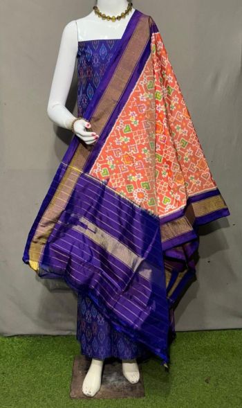 PSRGSDST5F21FFCD17- Ikat Silk dupatta with Ikat sico top