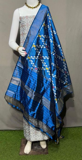 PSRGSDST5F21FFCD16- Ikat Silk dupatta with Ikat sico top