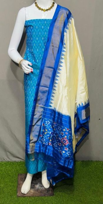 PSRGSDST5F21FFCD29- Ikat Silk dupatta with Ikat sico top