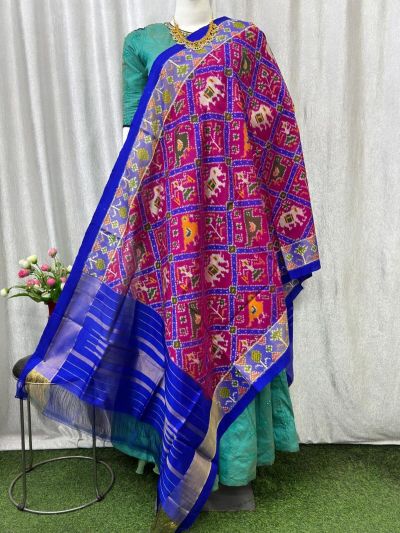 PASKISDP5M03ESCD01- Ikat silk dupatta