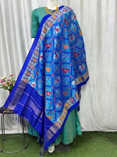 PASKISDP5M03ESCD03- Ikat silk dupatta