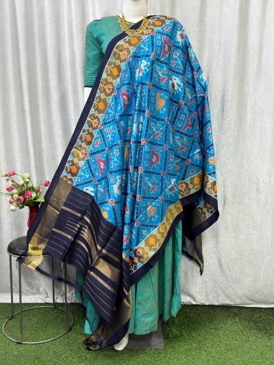 PASKISDP5M03ESCD07- Ikat silk dupatta