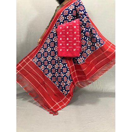 PSSIC2PS4S17ZFCD37- Double Ikat Cotton dupatta & Top