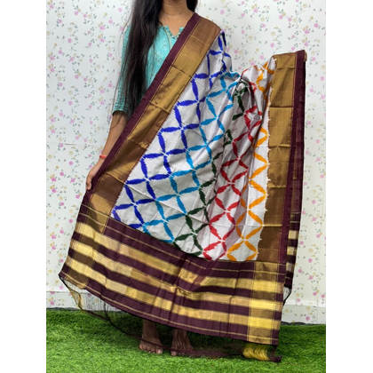 PSDHISDP4S23ZBCD05- Ikat silk dupatta