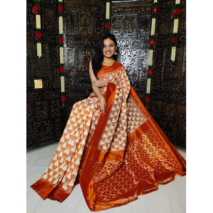 PRKSILWS4S24SZDC19- light weight Ikat silk saree