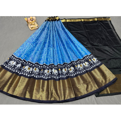 PSRGFSLG4O11SZCD08- Free Size Ikat Silk Lehenga