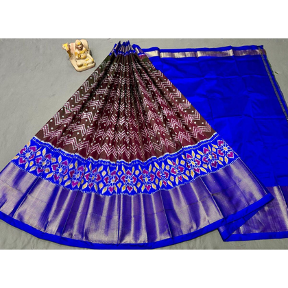 PSRGFSLG4O11SZCD15- Free Size Ikat Silk Lehenga