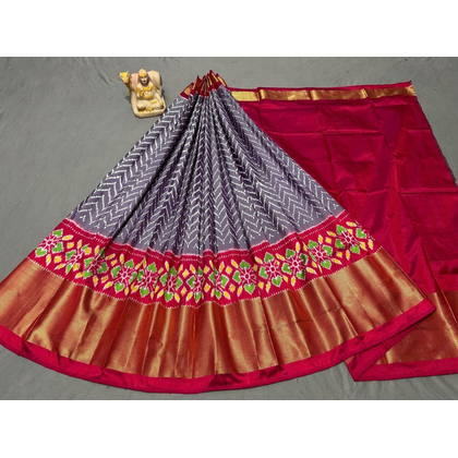 PSRGFSLG4O11SZCD37- Free Size Ikat Silk Lehenga