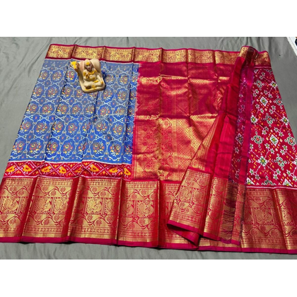 PSRGKBRS4O09FSDC06- Kanchi border Ikat silk saree