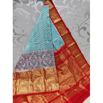 PSPHKBRS4O15FSDC05- Kanchi border Ikat silk saree